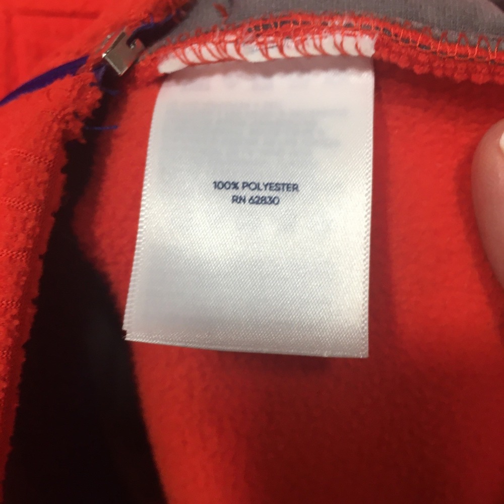Lands End Womens XL Grid Fleece Full Zip Up Jacket Orange Blue Colorful EUC - Picture 7 of 12